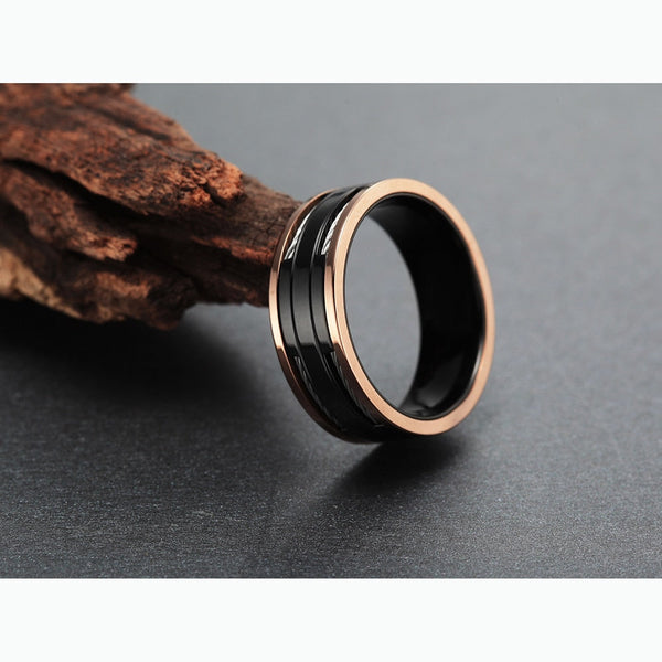 8mm Edelstahlkabel Schwarzes Titan  Ehering Der Roségold Titanium