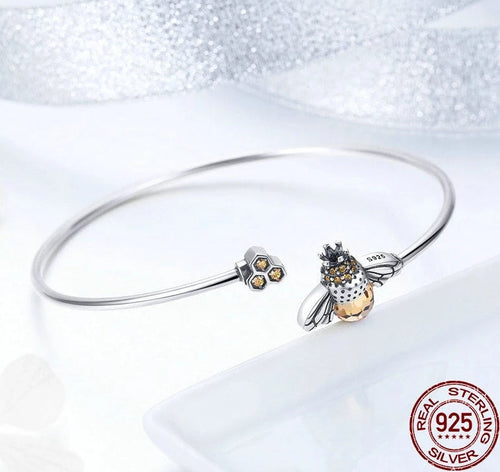 925 Sterling Silver Queen Biene Mit Wabenarmband