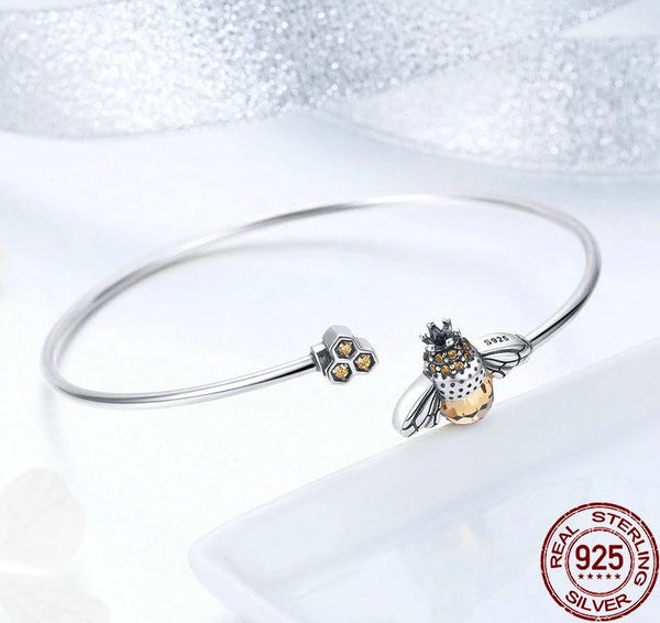 925 Sterling Silver Queen Biene Mit Wabenarmband