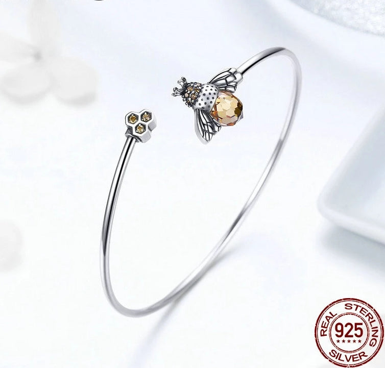925 Sterling Silver Queen Biene Mit Wabenarmband