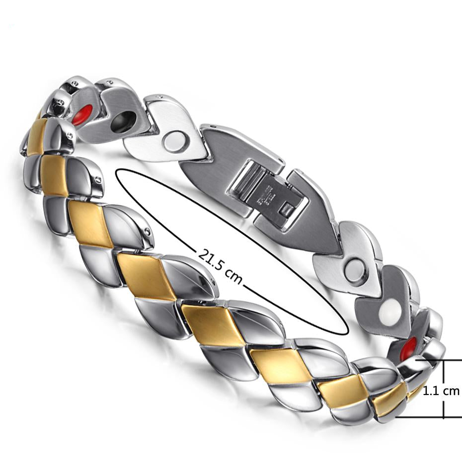 Magnettherapie  Armband Aus Edelstahl Mit Einstellbarem Armband