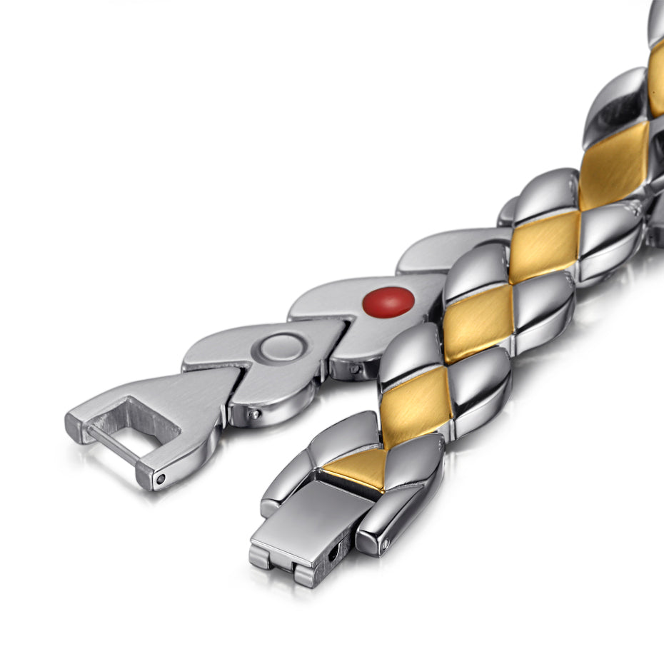 Magnettherapie  Armband Aus Edelstahl Mit Einstellbarem Armband