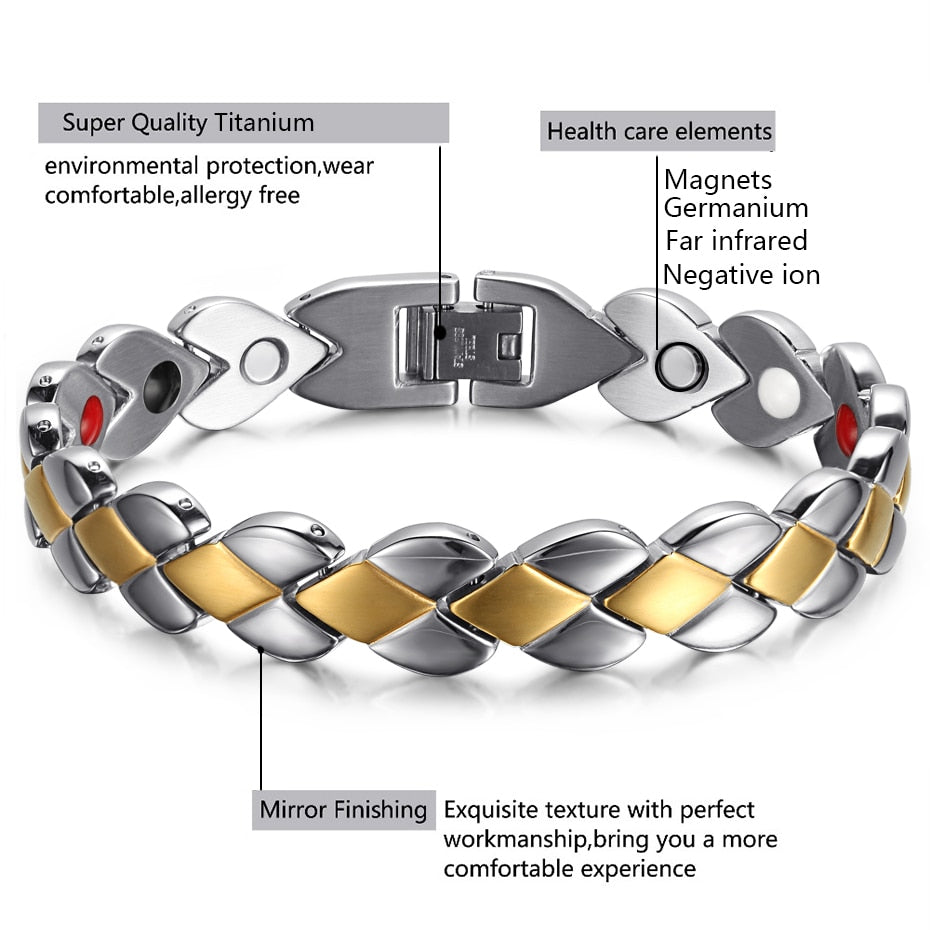 Magnettherapie  Armband Aus Edelstahl Mit Einstellbarem Armband