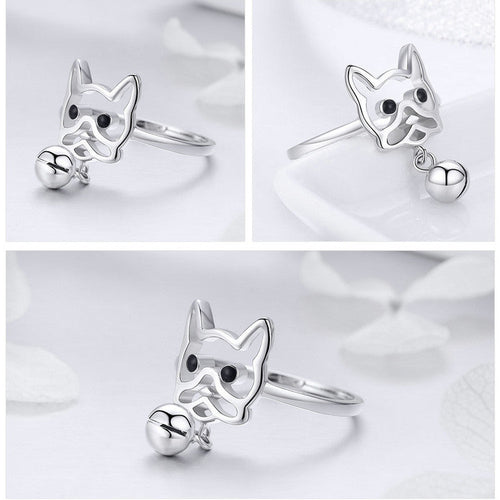 925 Sterling Silber Welpe Hunde Ring Frauen Juwely