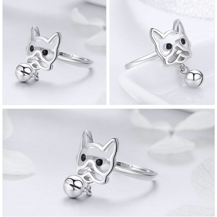 925 Sterling Silber Welpe Hunde Ring Frauen Juwely