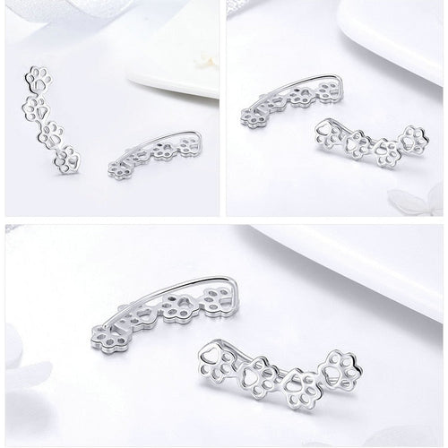 925 Sterling Silber Dogs Paw Trail Stud Ohrringe Frauen S Schmuck