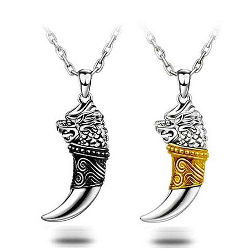 925 Sterling Silber Wolf Zahnmänner Pendellöche Halsketten