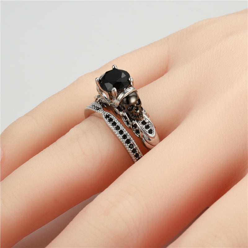 Schädel Schwarzer Kubischer Zirkonia  Vintage  Ring