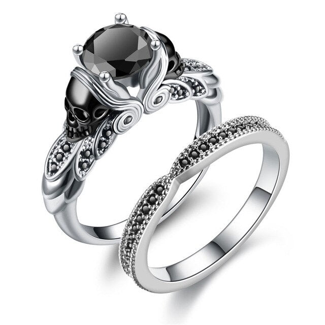 Schädel Schwarzer Kubischer Zirkonia  Vintage  Ring