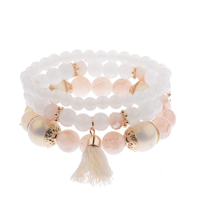 Mehrschichtiger Bohemian Quasten  Perlen  Modearmband