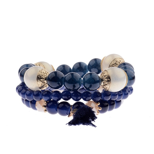 Mehrschichtiger Bohemian Quasten  Perlen  Modearmband