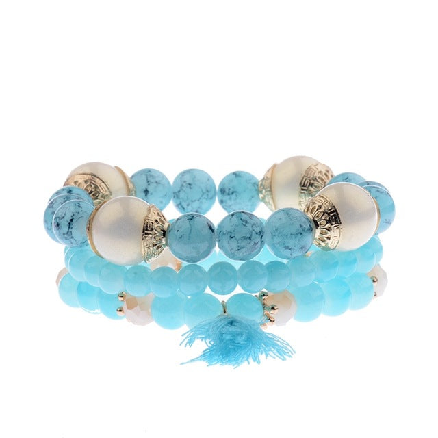 Mehrschichtiger Bohemian Quasten  Perlen  Modearmband