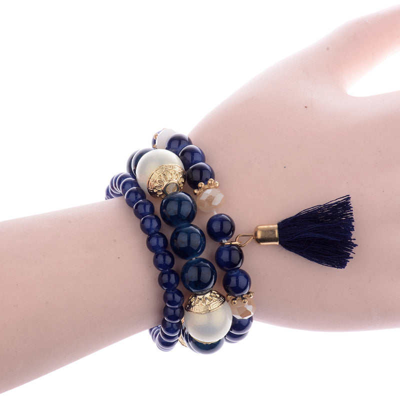 Mehrschichtiger Bohemian Quasten  Perlen  Modearmband