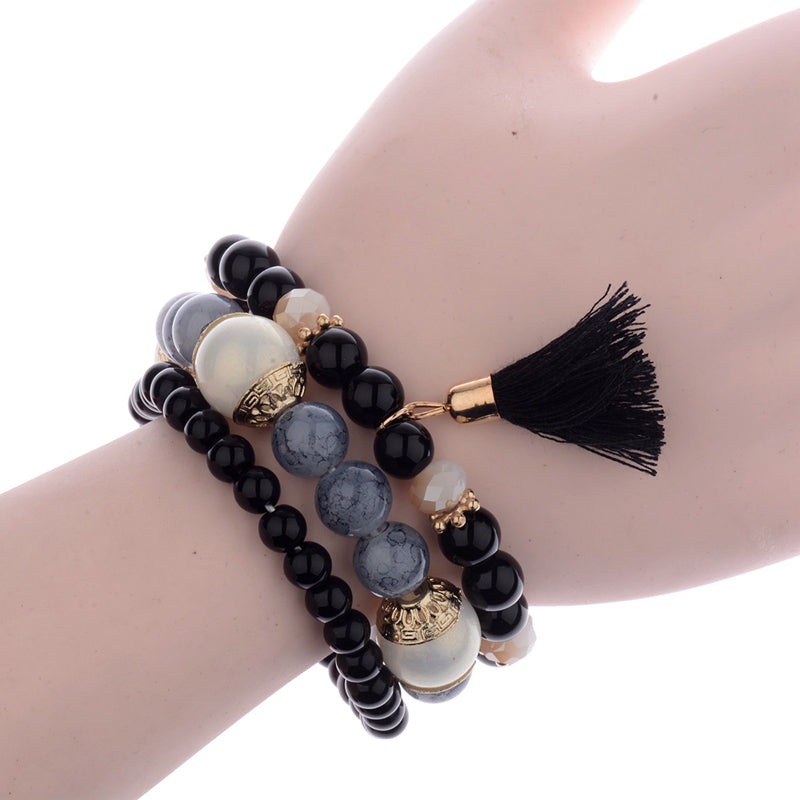 Mehrschichtiger Bohemian Quasten  Perlen  Modearmband