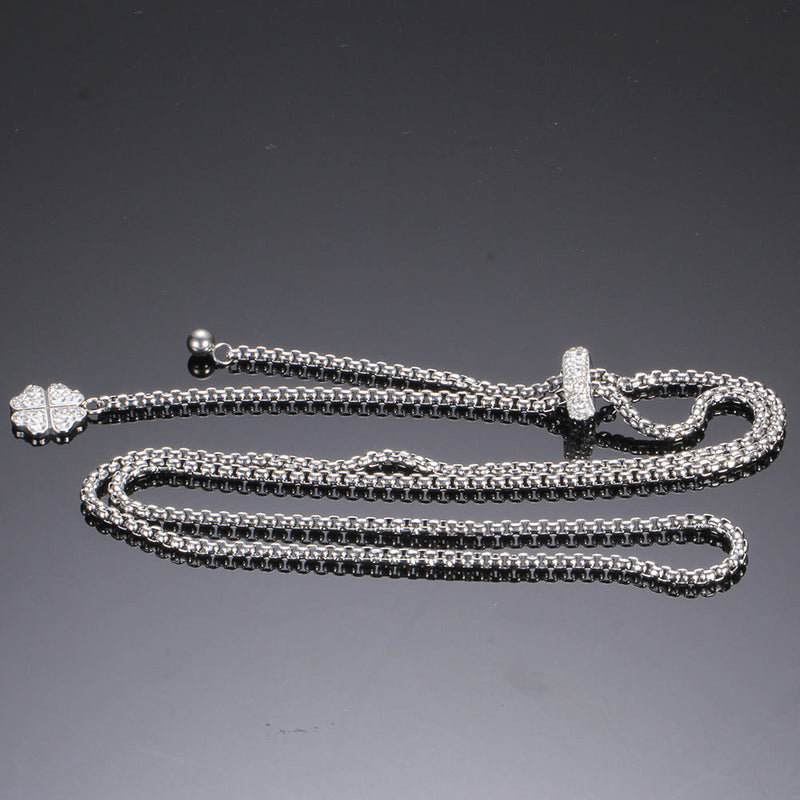 Kristallblumenanhänger Edelstahlkettenkette Halskette