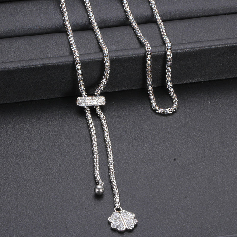 Kristallblumenanhänger Edelstahlkettenkette Halskette