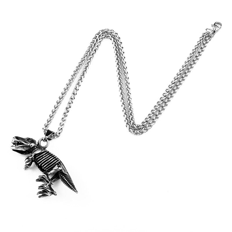 Edelstahl Vintage Dinosaur T Rex Anhänger Halskette