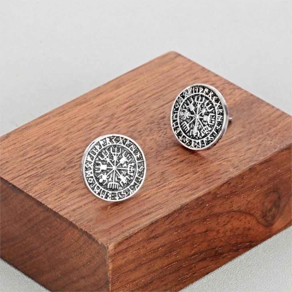 Isländische Magie In Einem Runen  Kreis  Bolzenohrringe