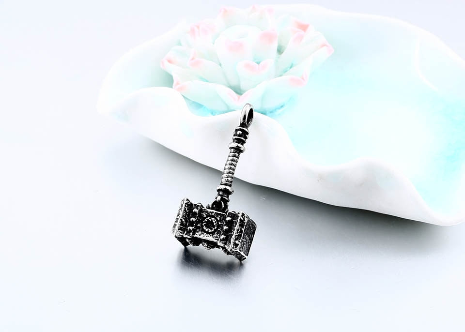 316L Edelstahl Viking Thors Hammer Anhänger Halskette