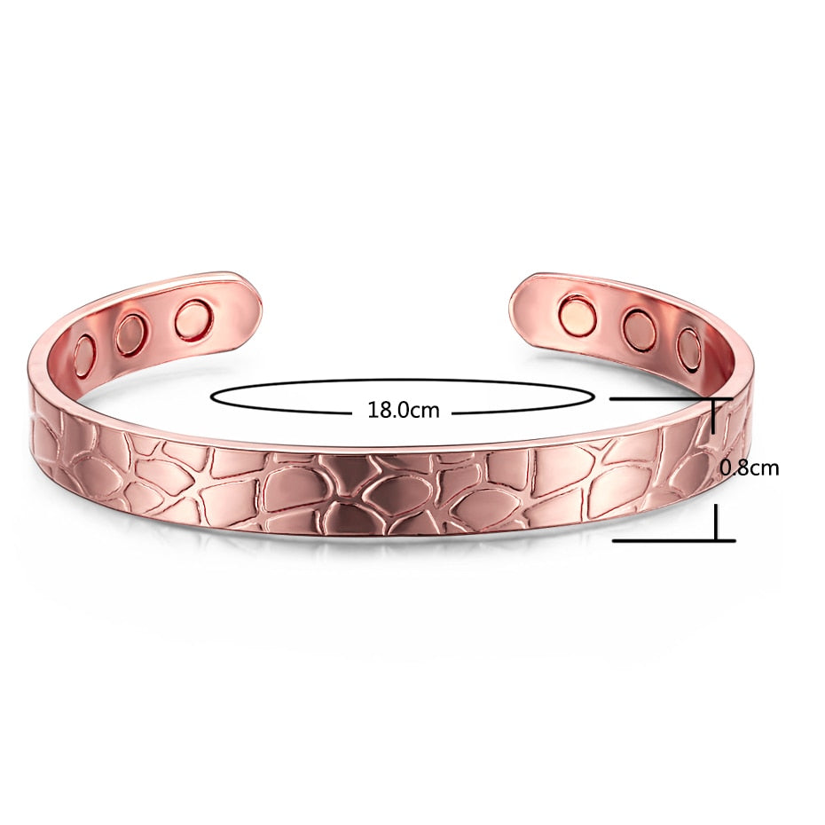 Mosaisch Gemustertes Rosengold  Kupfermanschettenmagnetarmband