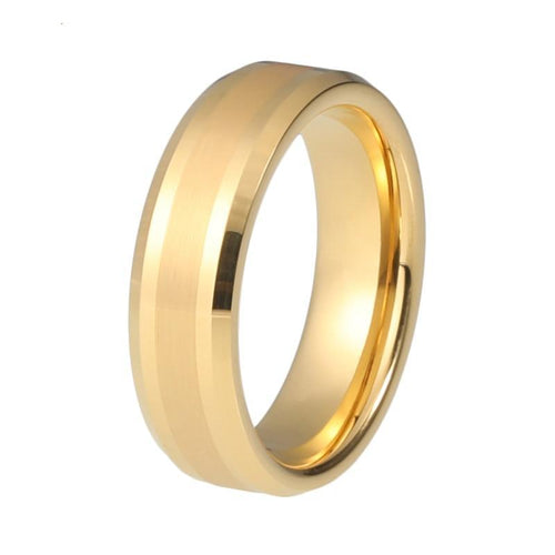 6 mm Mattes Pinsel Finish Goldbeschichteter Wolfram  Carbidring