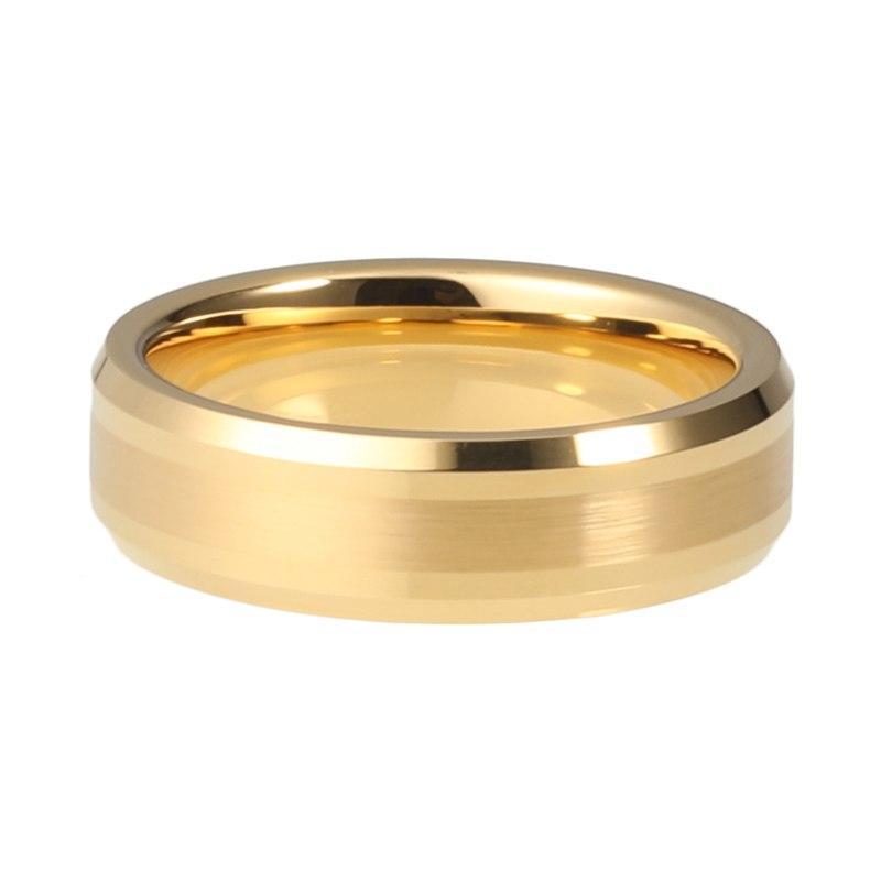 6 mm Mattes Pinsel Finish Goldbeschichteter Wolfram  Carbidring