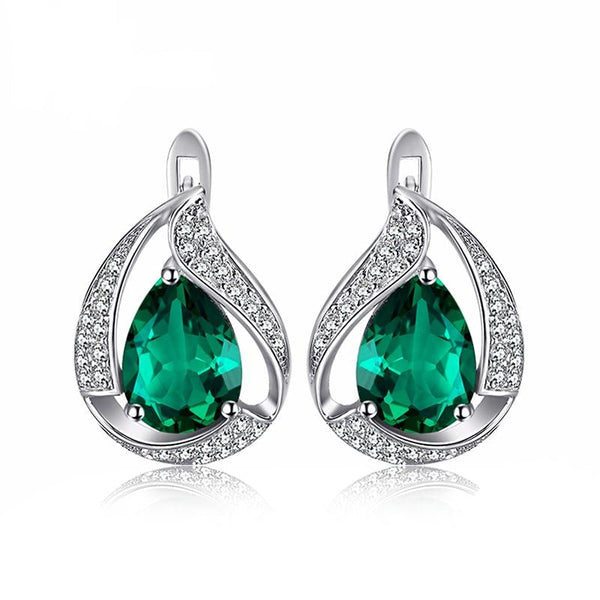 925 Sterling Silber Green Water Tropfen Erzeugt Smaragdohrringe