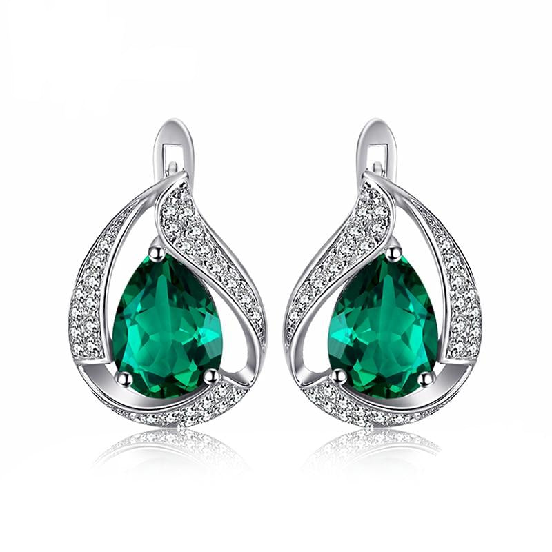 925 Sterling Silber Green Water Tropfen Erzeugt Smaragdohrringe