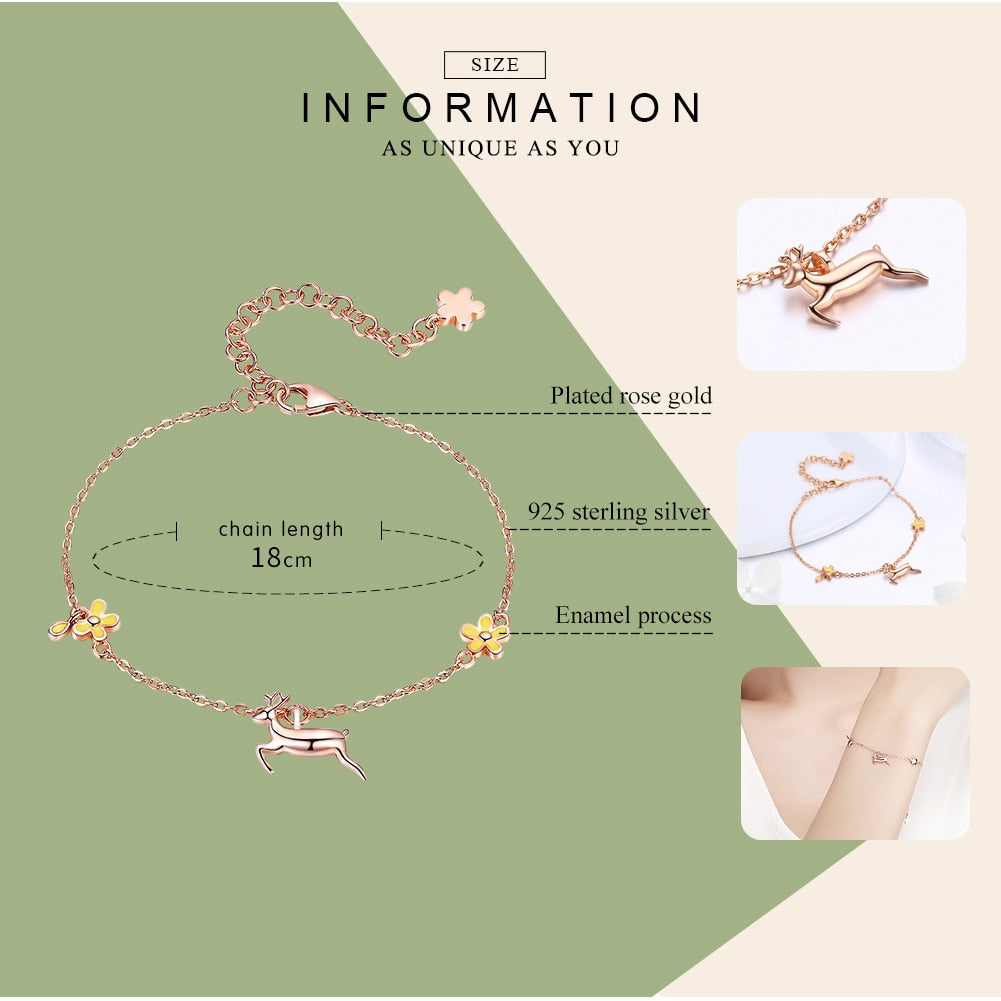 925 Sterlingsilber  Hirschhirschkettenarmband Für Frauen