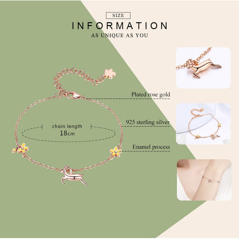 925 Sterlingsilber  Hirschhirschkettenarmband Für Frauen