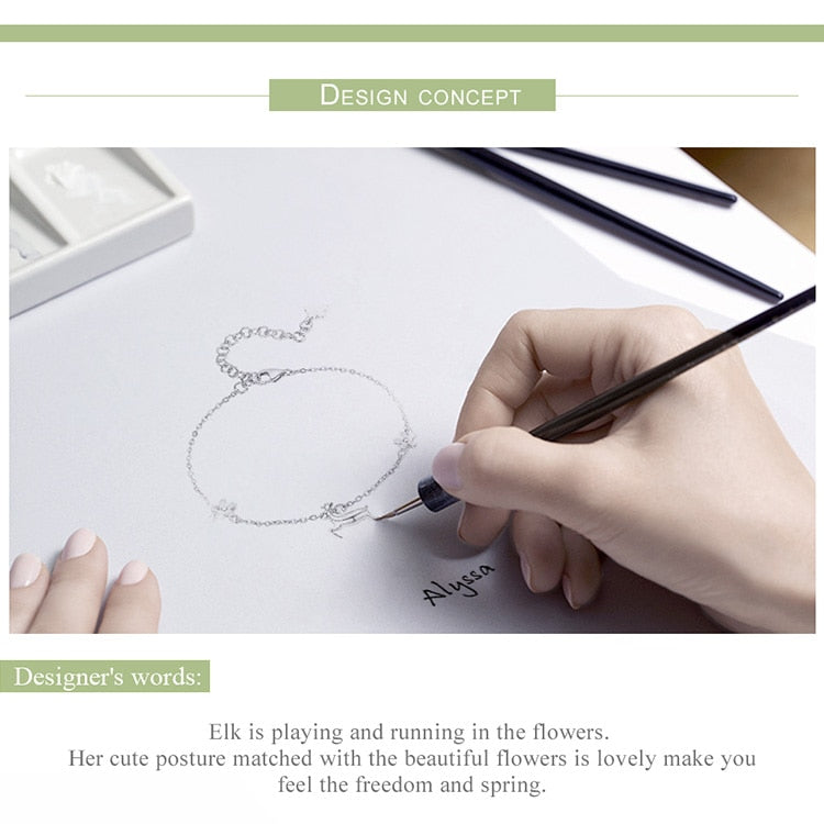 925 Sterlingsilber  Hirschhirschkettenarmband Für Frauen