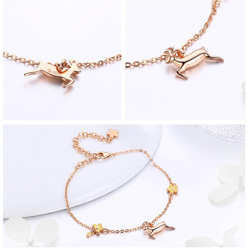 925 Sterlingsilber  Hirschhirschkettenarmband Für Frauen