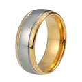 8mm Wolfram  Carbid  Silberzentrum Und Goldenes Band Mit Poliertem Innenfutter