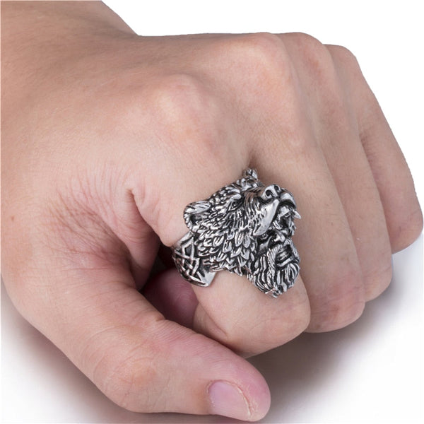 Wikingerbärenkrieger Titanium Schwarz Und Silbernen Ring