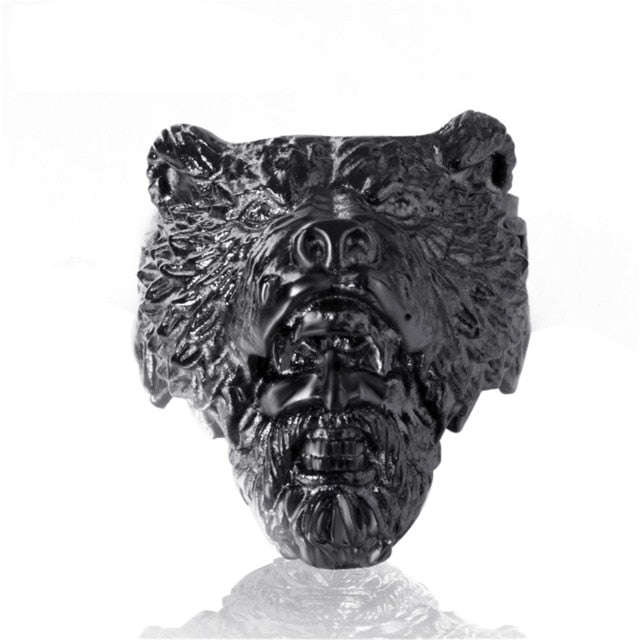 Wikingerbärenkrieger Titanium Schwarz Und Silbernen Ring