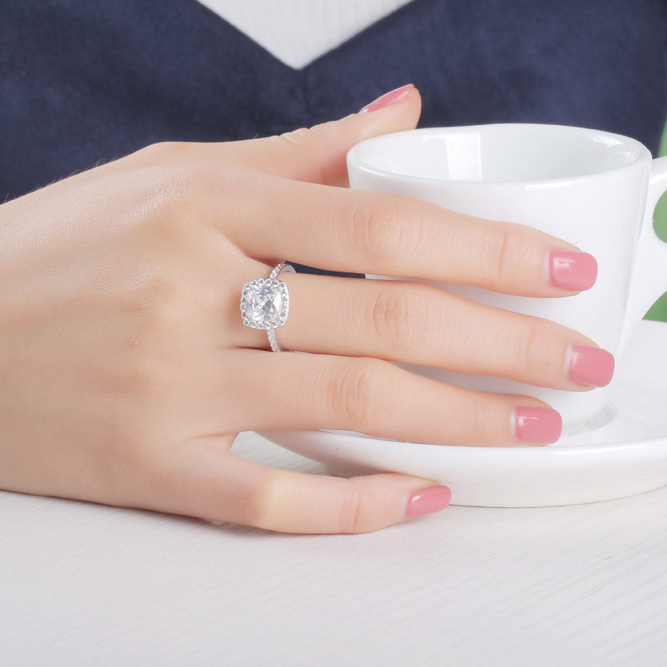 Solitaire 925 Sterling Silber Engagement Ring