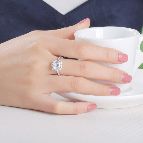 Solitaire 925 Sterling Silber Engagement Ring