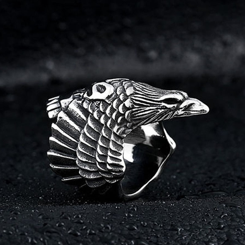 Eagle Hawk Titanium Und Edelstahlring Für Männer