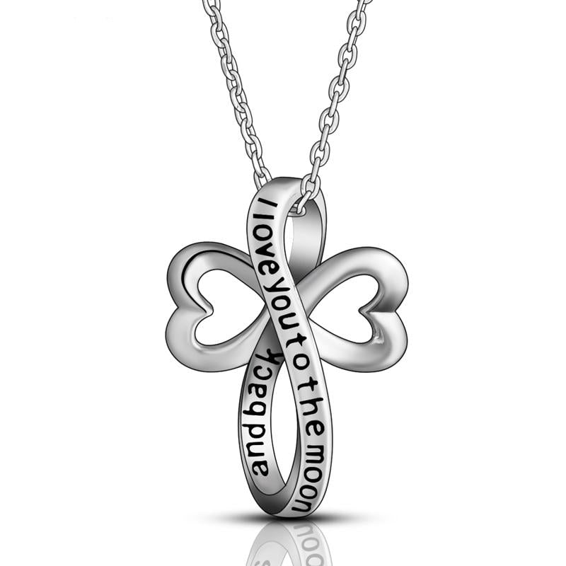 925 Sterling Silber Ewiges Liebes Herzkreuz Anhänger Halskette