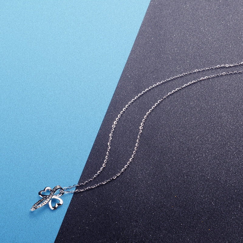 925 Sterling Silber Ewiges Liebes Herzkreuz Anhänger Halskette