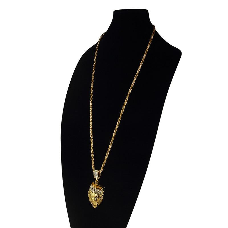 Hip  Hop  Löwe Mit Kronanhänger Halskette Für Frauen Schmuck