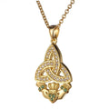 925 Sterling Silber Triquetra Grüne Claddagh Herzkubikzirkonias Anhänger Halskette