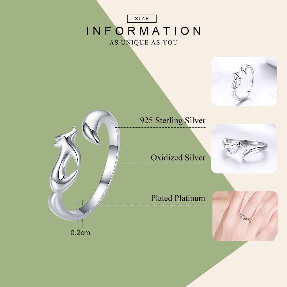 925 Sterling Silber Fox Tail Verstellbarer Ring