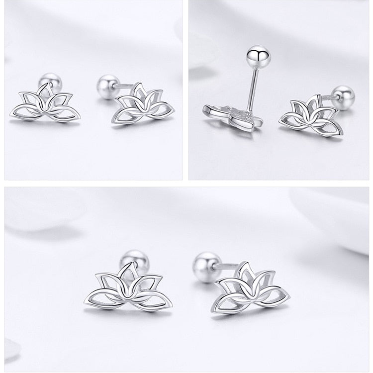 925 Sterling Silver Lotus Blumenohrringe