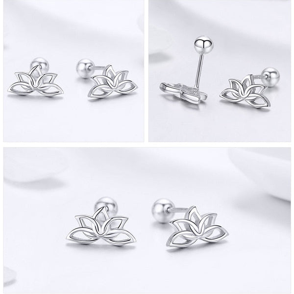925 Sterling Silver Lotus Blumenohrringe