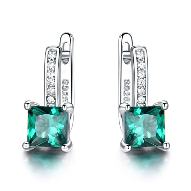 Grüne Emerald Blue Topaz 925 Sterling Silber Clip Ohrringe