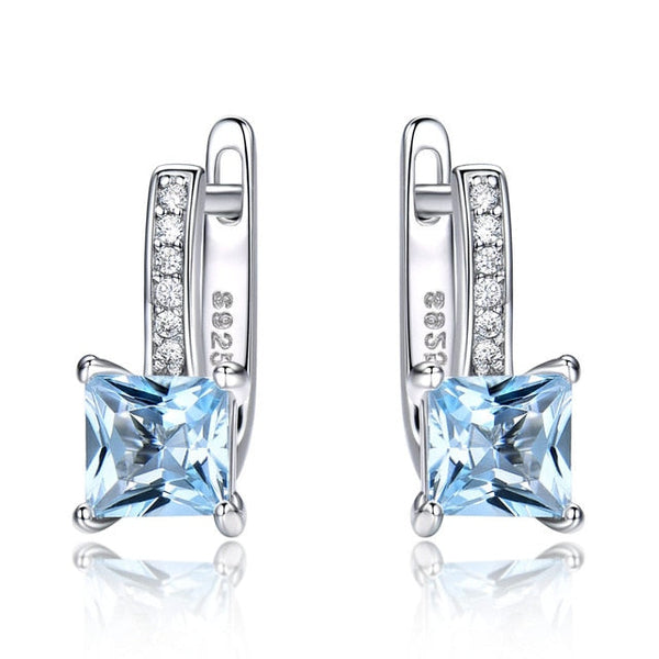 Grüne Emerald Blue Topaz 925 Sterling Silber Clip Ohrringe