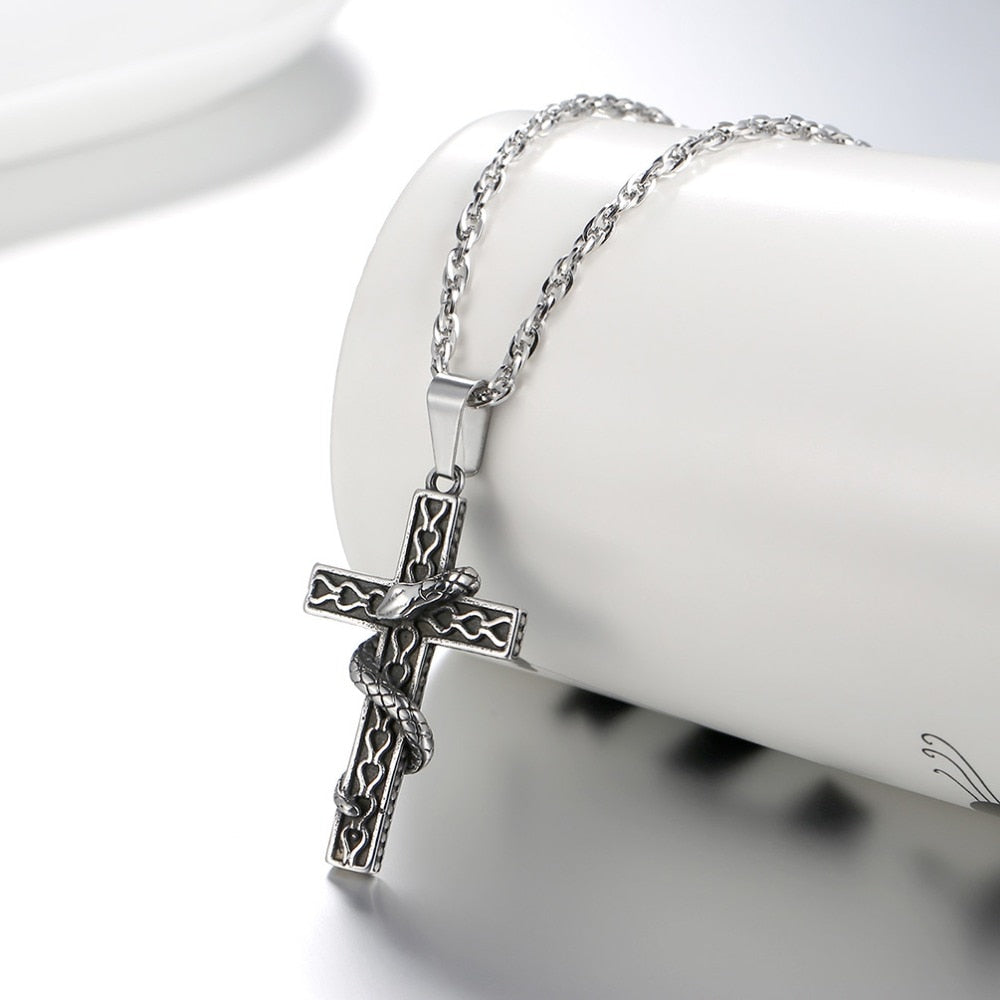 Kreuz Mit Schlangenpunkgesteinsanhängerkette Halskette