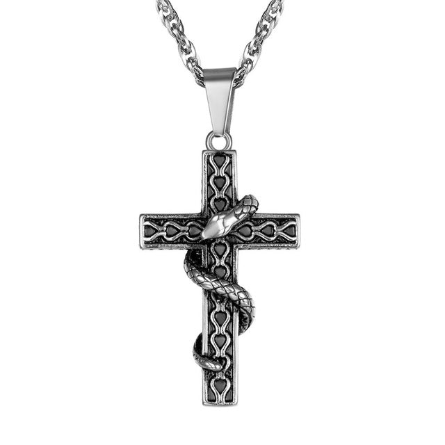 Kreuz Mit Schlangenpunkgesteinsanhängerkette Halskette