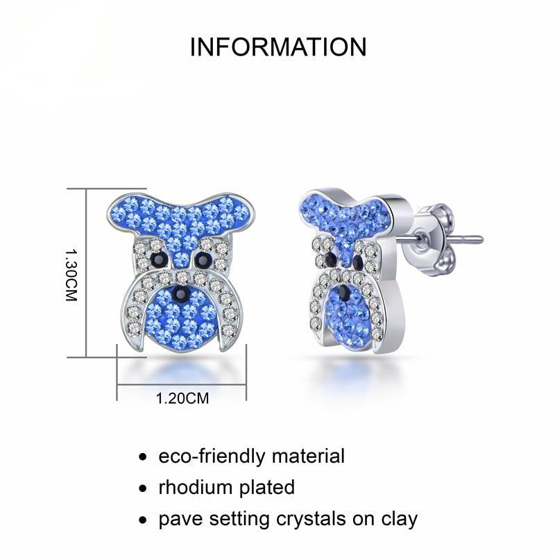 Blue Schnauzer Hund Pave Crystal Bolde Ohrringe Frauen S Schmuck